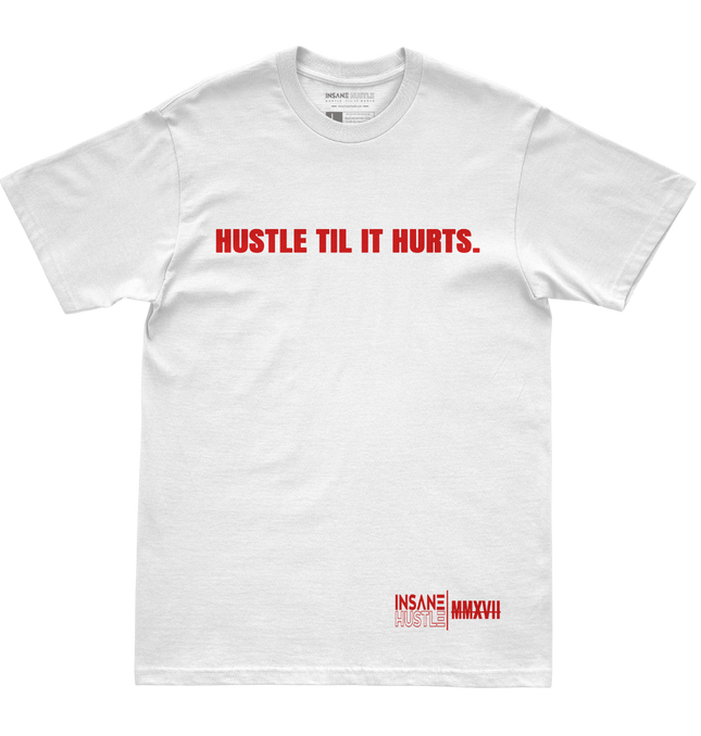 Hustle Til It Hurts White Crew Tee